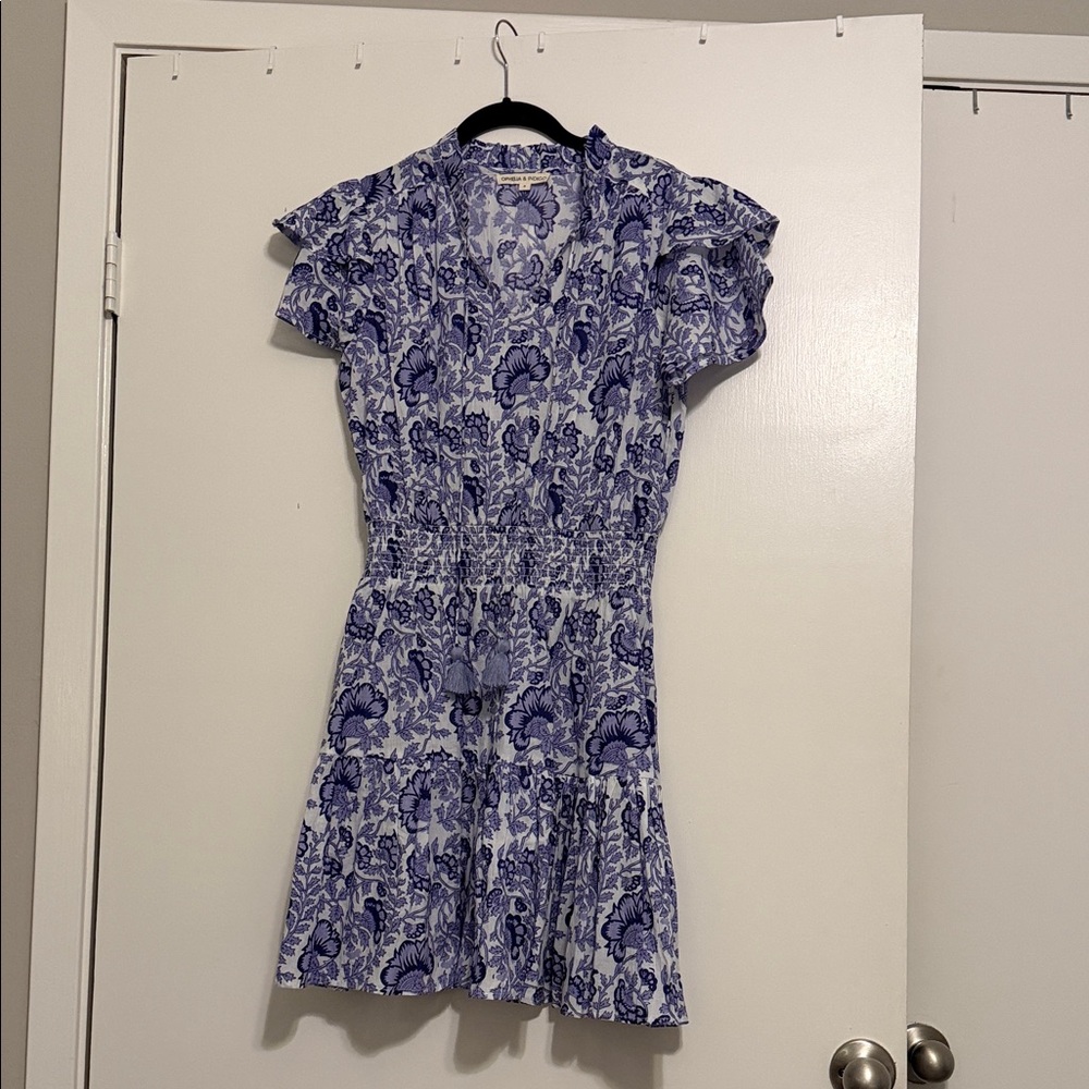 Ophelia & Indigo Ella Double Tulip Sleeve Dress, Blue